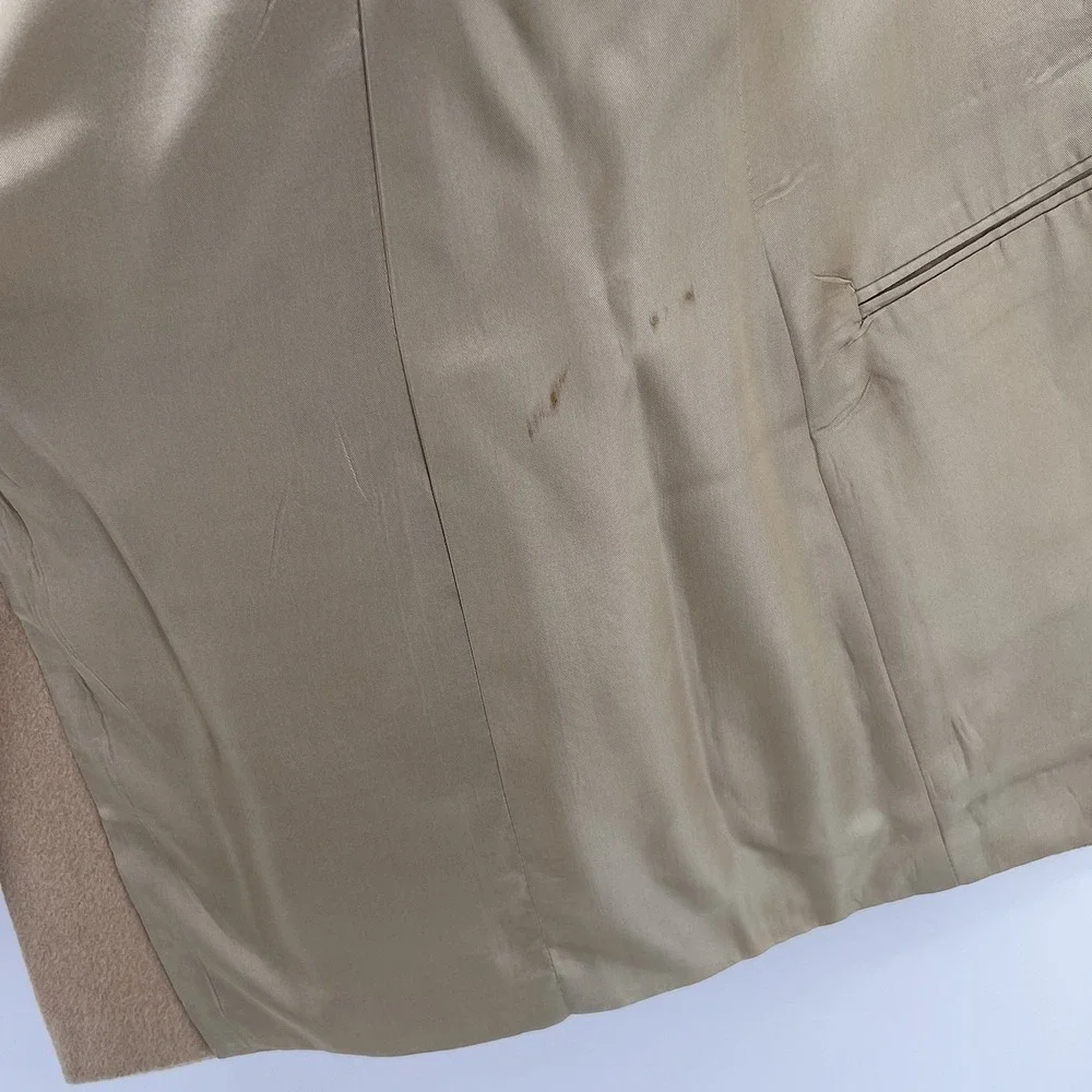 Chaps Ralph Lauren Camel Hair Blazer Jacket Pockets Leather Buttons USA